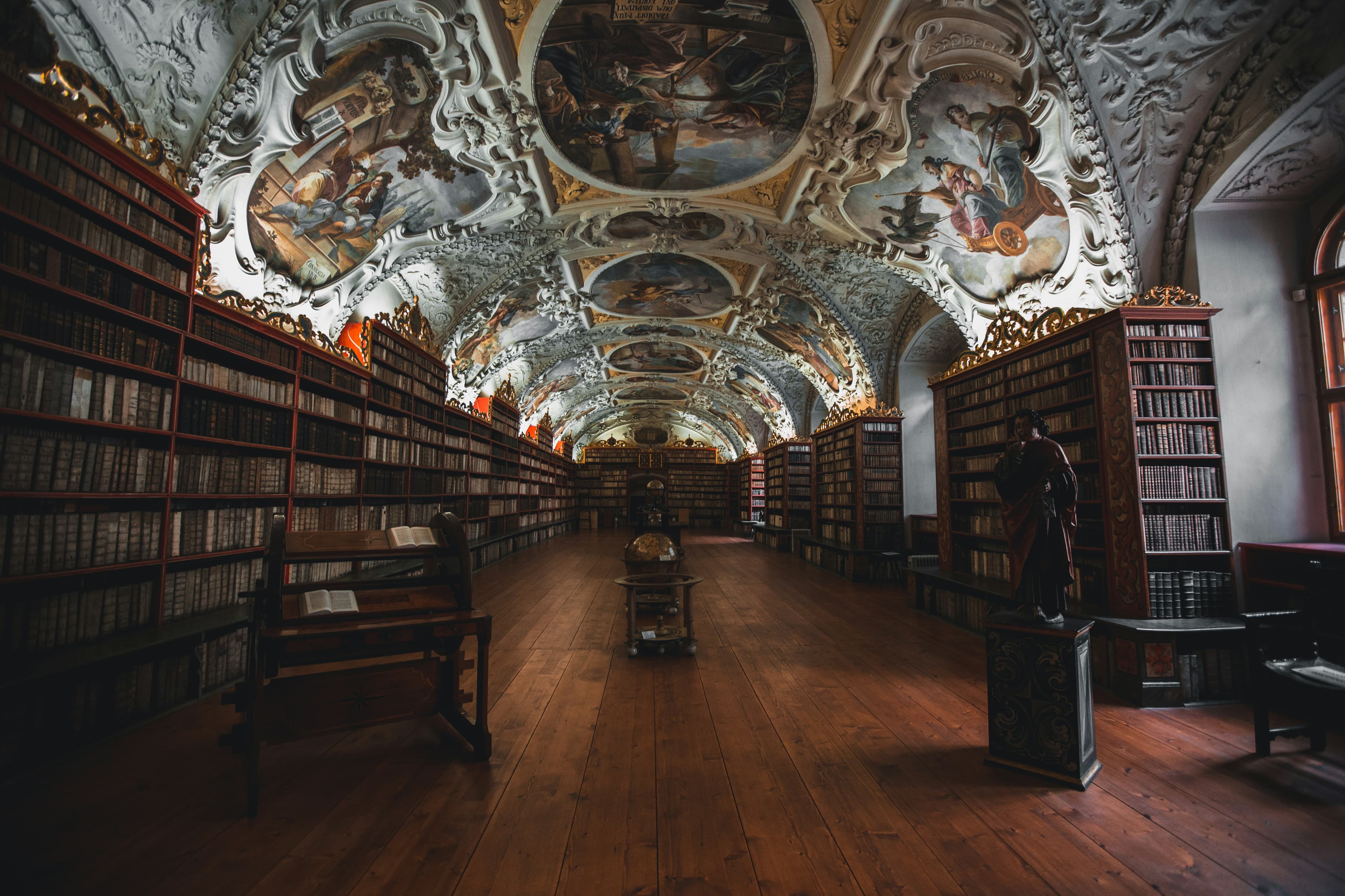 Library shelves and reading space